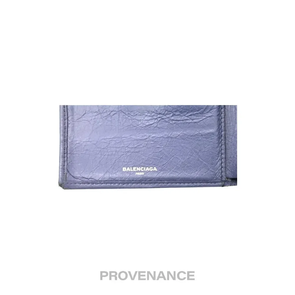 🔴 Balenciaga Screw Stud Bifold Wallet - Navy Blue Lambskin